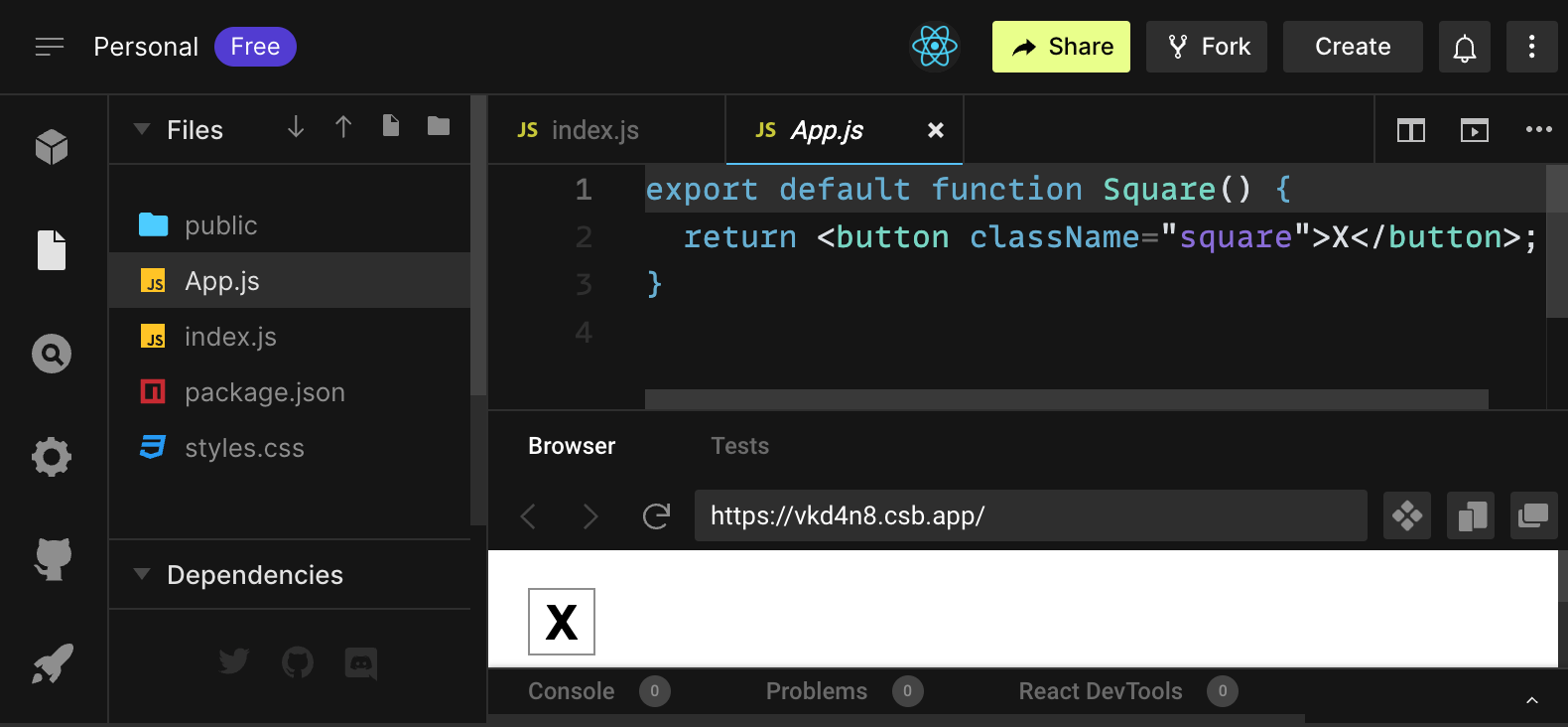 Tutorial: Tic-Tac-Toe – React